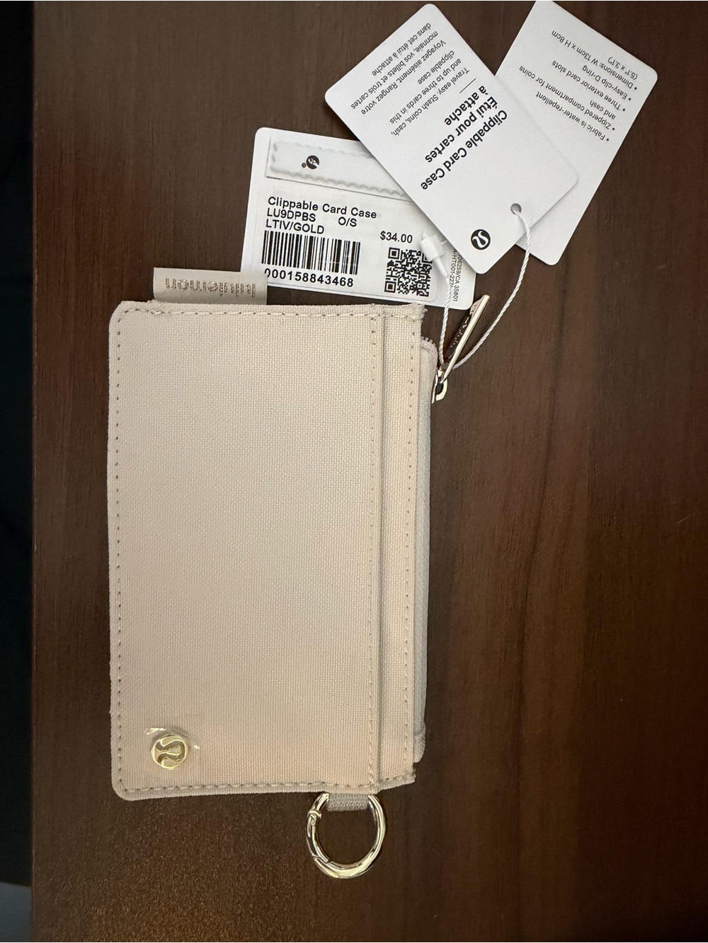 lululemon athletica Card Case in Light Ivory with Gold Hardware